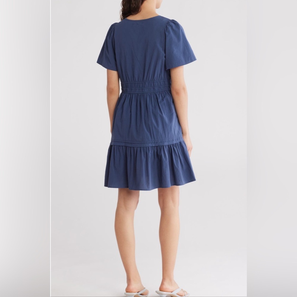 Stitchdrop Designer Navy Cotton Women's Mini Dress Size Large - Picture 4 of 15